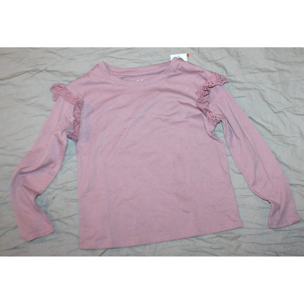 Cat & Jack Girls long Sleeve Eyelet T-Shirt Light plum Size XS 4/5 NWT